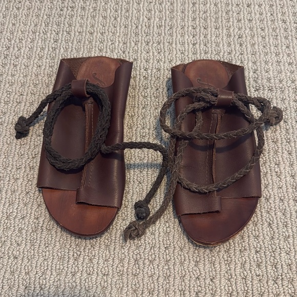 Free People Cherry Valley Leather Tie Peep Toe Sandal (7) - Picture 8 of 10